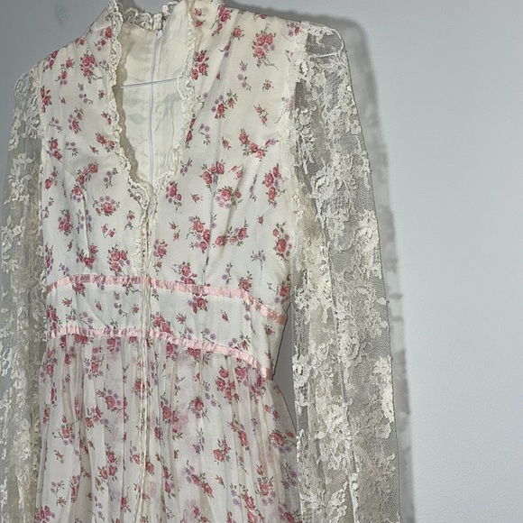 Vintage Prairie Cream Lace Ruffles Maxi Dress 7-8 Small - Picture 4 of 7